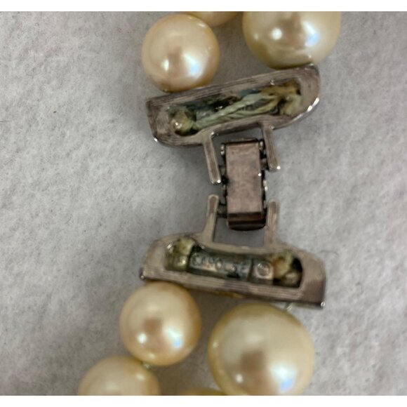 Vintage Carolee Faux Pearl Rhinestone Collar Bib Necklace Chunky Double Strand - Picture 10 of 11